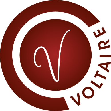 Logo du Certificat Voltaire, rouge et blanc.
